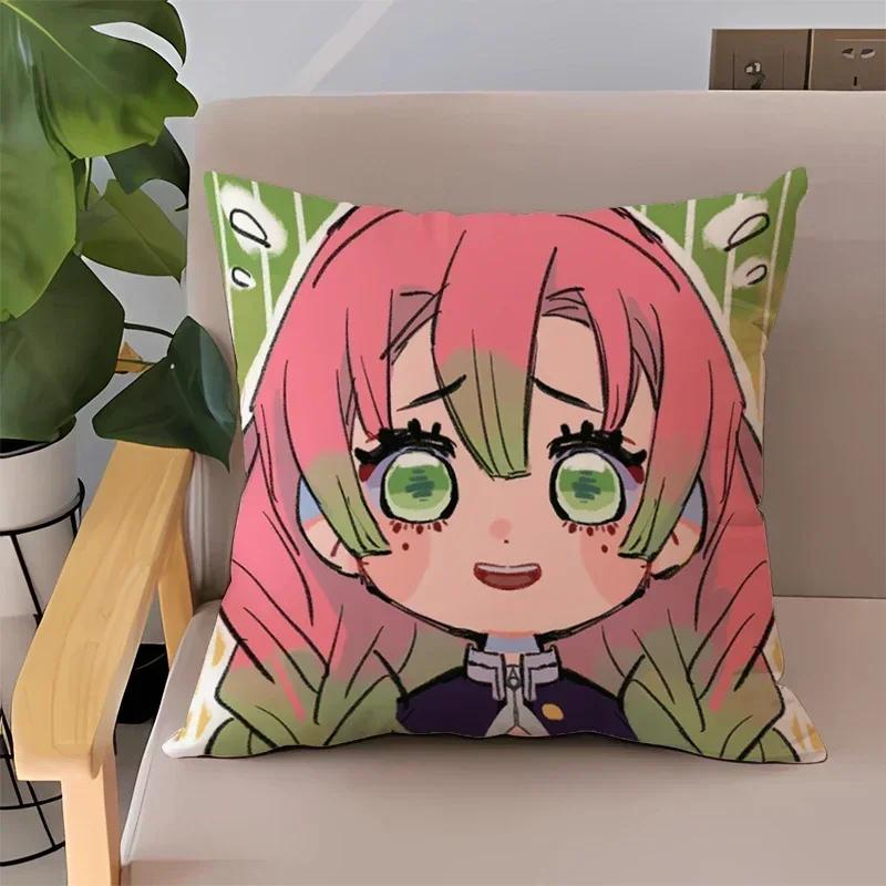 Pillowcase 45x45 Pillow Cases for Bed Anime Demon Slayer Children's Cushion Cover Double-sided Printing Couch Pillows Home Decor