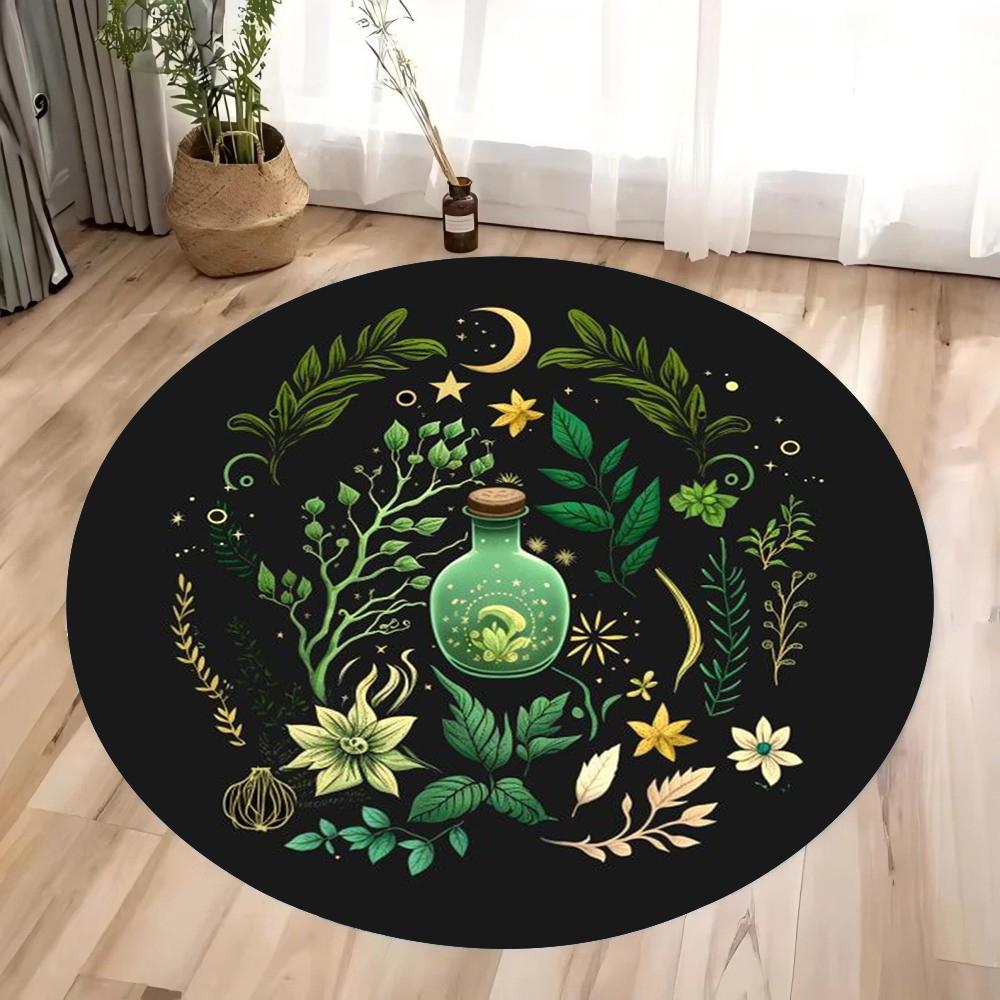 Round Floor Mat with Butterfly Design - Soft, Foldable  Machine Washable Area Rug for Living Room, Bedroom, Bedside