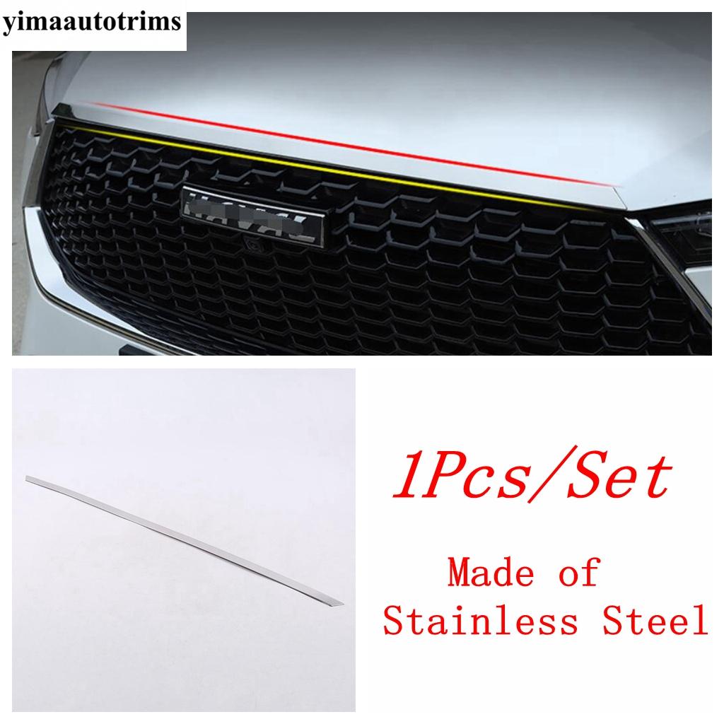 Front Hood Engine Strip / Bumper Below Grille Strip Decor Cover Trim For Haval F7 F7X 2018 -  Stainless Steel Accessories