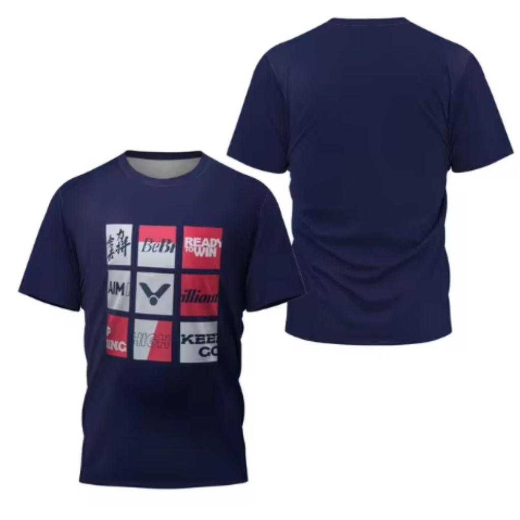 Laser Neon Print Men's Badminton T-Shirt Luxury Brand Short Sleeve Men's Summer Table Tennis T-Shirt Quick Dry Short Sleeve Tee