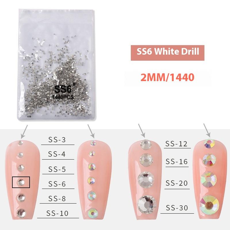 

1440 ногтей плоское дно прозрачный белый бриллиант супер вспышка чешский австрийский бриллиант AB цвет декоративные алмазные аксессуары для ногтей