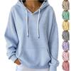 Women's Casual Hooded Pullover Sweatshirt Loose Fit Long Sleeve Striped Pattern Pocket Lightweight Top