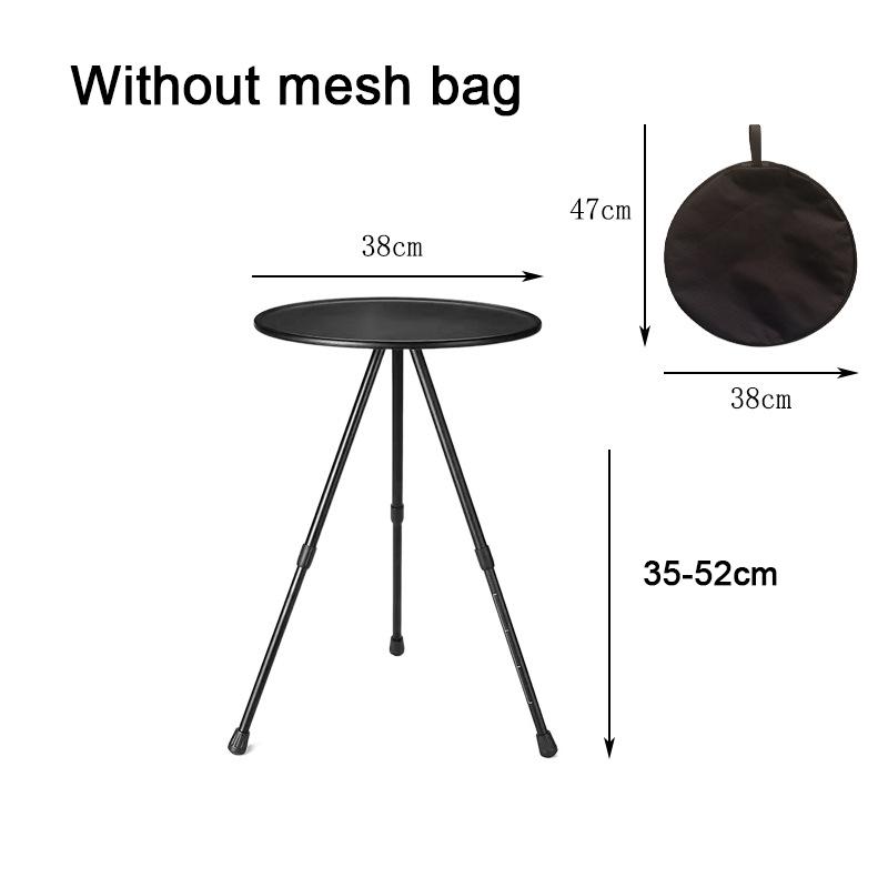 Круглый стол для кемпинга с сетчатой ​​сумкой Сверхлегкий портативный складной стол с регулируемыми ножками для пикника в помещении и на открытом воздухе without mesh bag чёрный