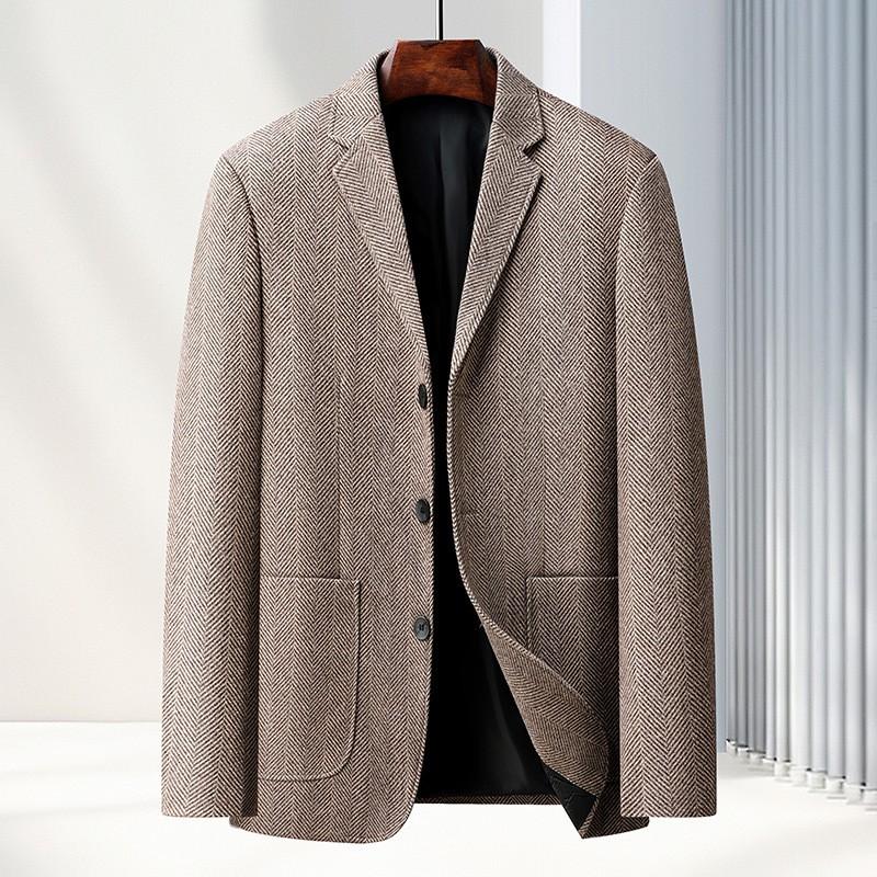 Mens Slim Fit Wool Blend Blazer Casual Suit Jacket Lightweight Business Outerwear