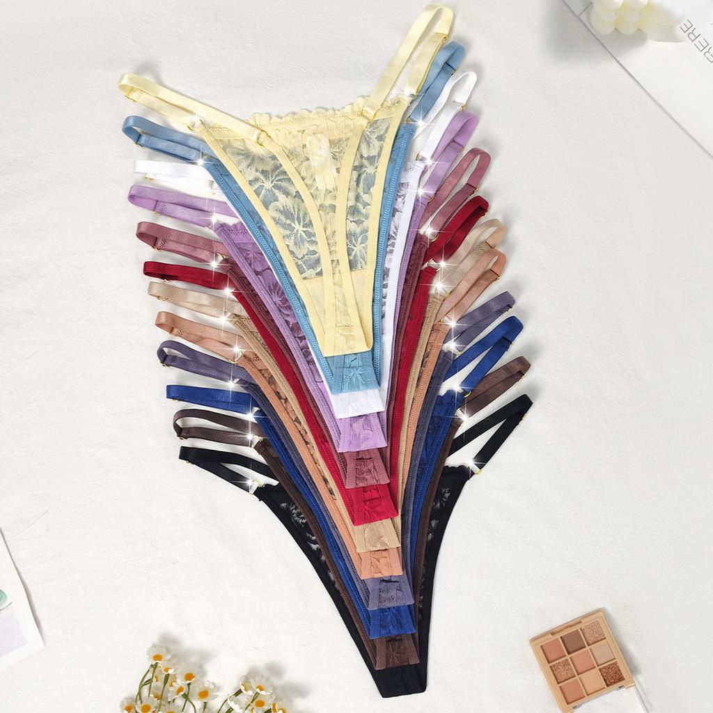 12pcs/Set Low Rise Sexy Women's G-string Breathable Comfortable Female Lingerie Elegant Lady Thongs Underwear Panties