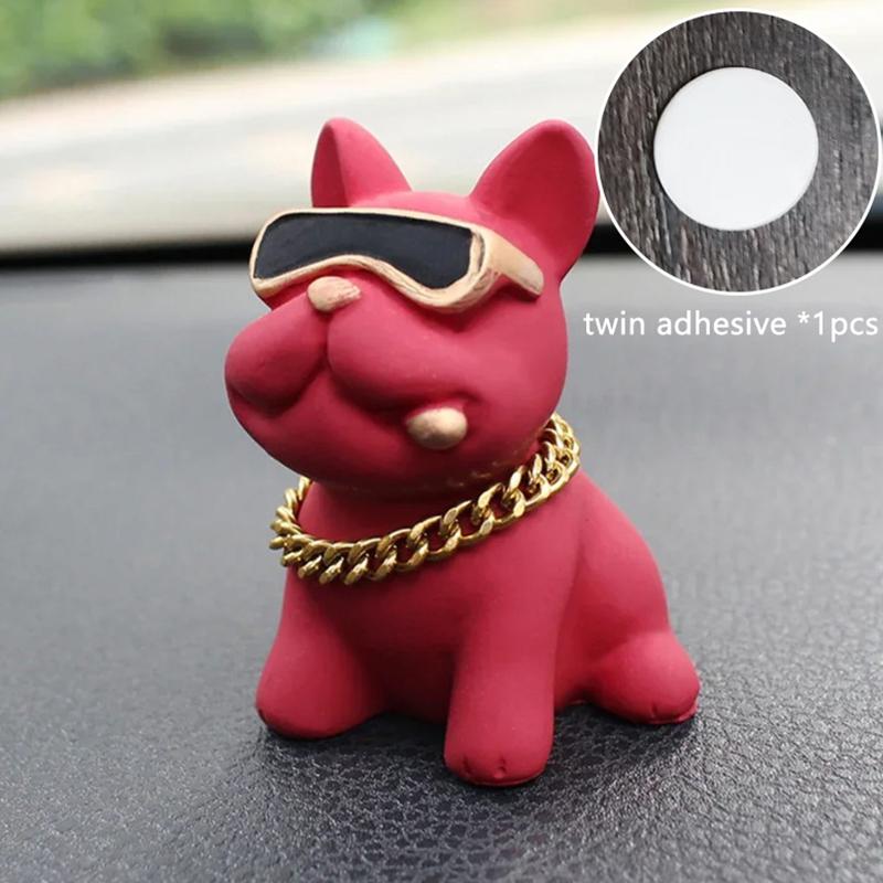 

Износостойкие украшения для автомобиля в виде бульдога, удобные, из смоляного материала, украшения для приборной панели автомобиля, автомобильные аксессуары, декор интерьера красный