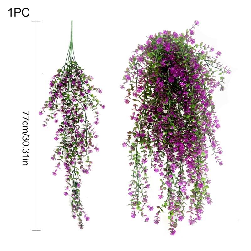 Sztuczny Plastikowy Eukaliptus Róża Kamelia Wisząca Dekoracja Ścienna, Dekoracja Zielonych Roślin do Domu i na Dziedziniec, Sztuczna Girlanda Kwiatowa