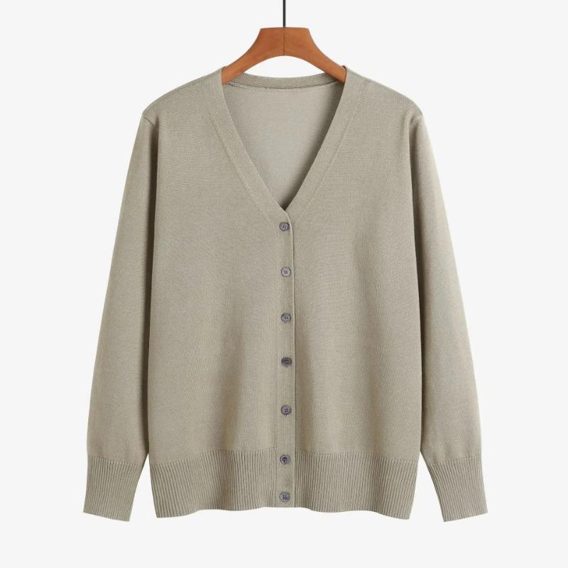 2023 Autumn Office Sweater Knitwear Casual V-neck Long Sleeve Cardigan Versatile Solid Button Knitted Cardigans Outwear 29625