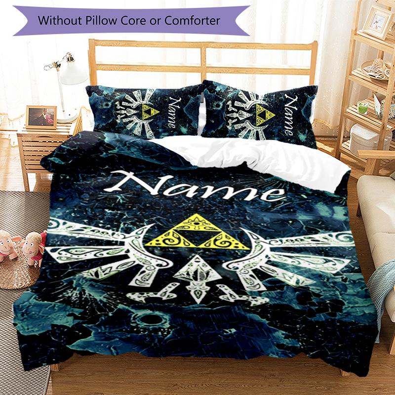3pcs Custom Name The Legend of Zelda Breath of the Wild Bedding Set Duvet Cover Closure Includes 1 Duvet Cover & 2 Pillowcases for All Seasons Bedroom