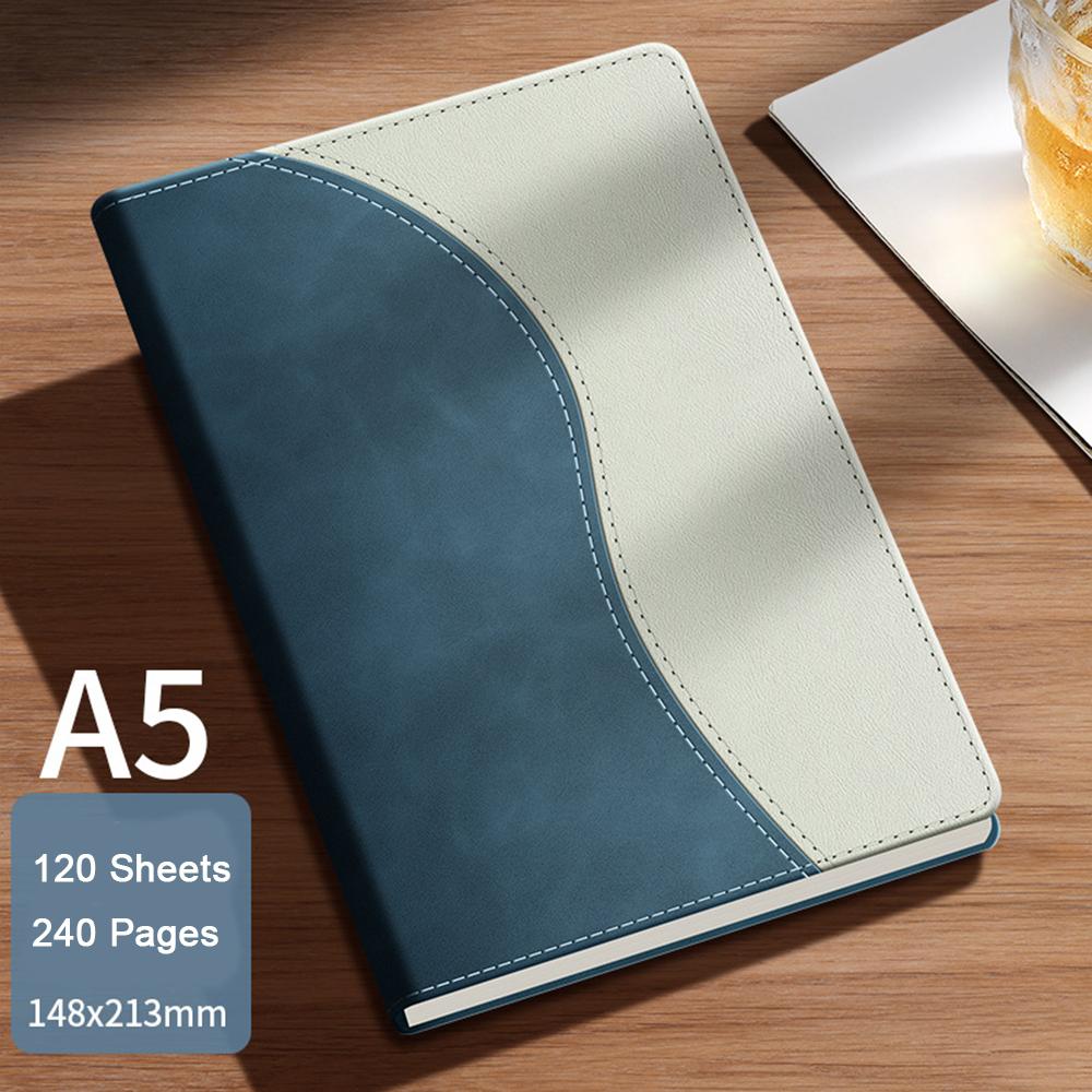 (Logo can be engraved) A5/B5 leather student subject notebook, business meeting record book, notepad, office ledger, diary, lined inner pages