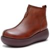 Imaysky Platform Short Comfortable To Walk 6cm Thick Wide Genuine Side Motorcycle Ankle Boots Women's Boots, In, Sole, Lightweight, 3E, Leather, Zip,