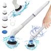Elektrischer Schrubber, Hochgeschwindigkeits-Rotationsschrubber mit 5 austauschbaren Bürstenköpfen und verstellbarem Verlängerungsgriff, neue kraftvolle Reinigungsbürste für Badezimmerböden