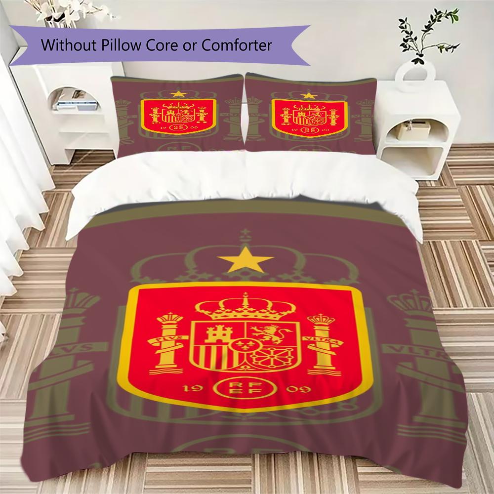 Biancheria da letto con motivo della nazionale di calcio spagnola, Set piumone Copripiumone Federa Regalo di Compleanno per la Casa(1 * copripiumino + 2 * federa, senza nucleo)_lx
