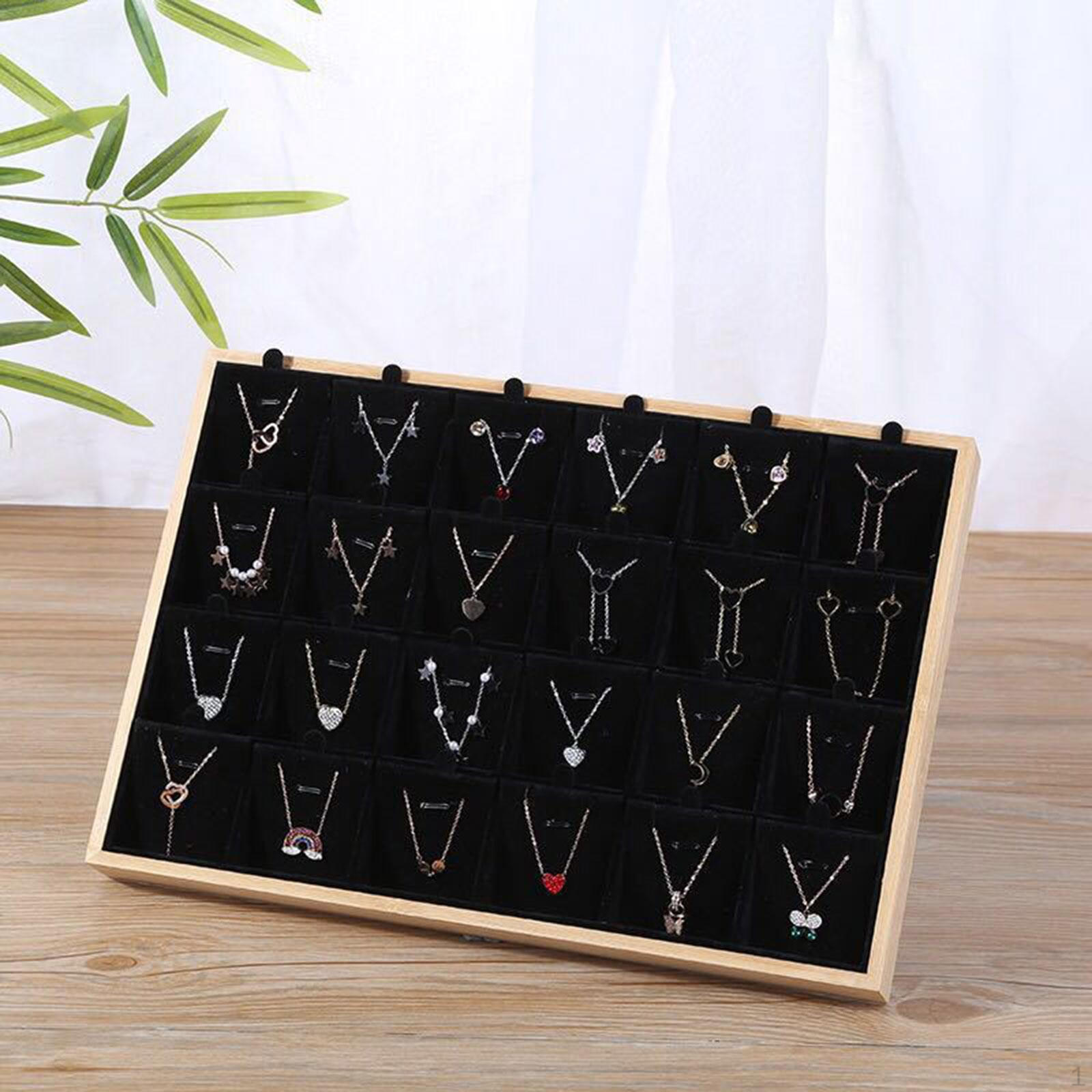

Jewelry Display Tray Holder Organizer Earrings 24 Individual Compartment Multipurpose Gifts Sturdy чорний