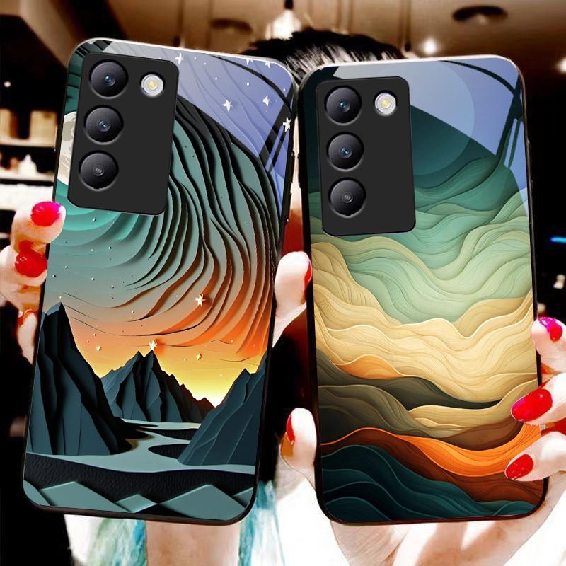 Bunte Elemente Für Y72 33S 11 03 36 96 Lite 35 16 Iqoo 12 V40 SE 5G 29 40 21 30 X80 Pro Vivo Gehärtetes Glas Handyhülle Schwarz