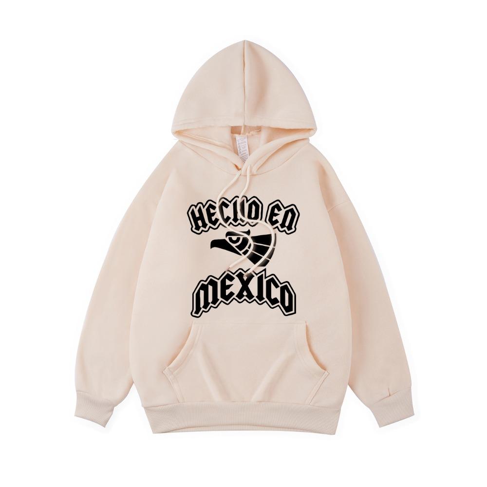Hecho Ed Mexico Letter Printing Hoodies Womens Basics Sporty Hoody Fleece Warm Soft Sweatshirt Woman Sportswear