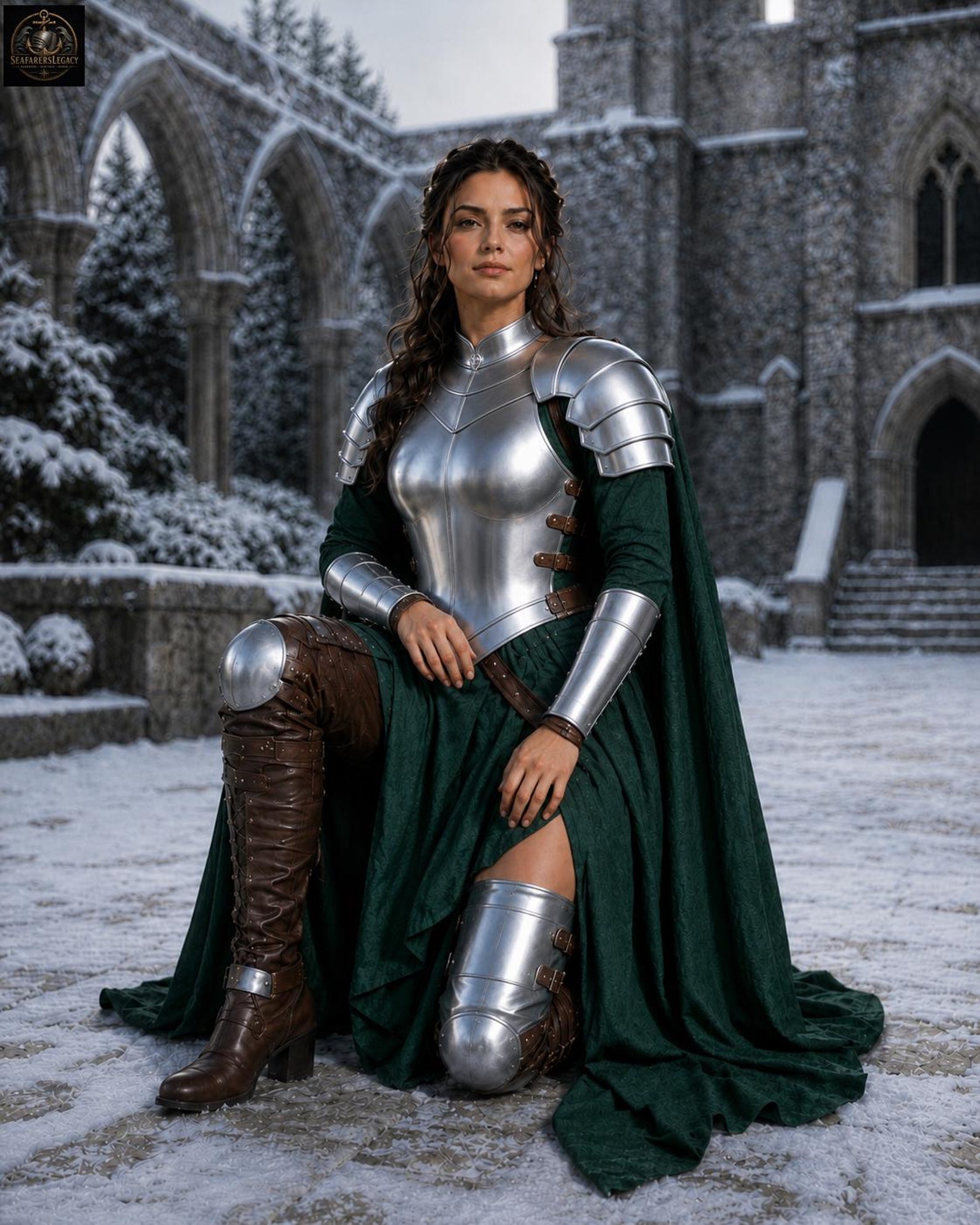 Women s Medieval Knight Costume Fantasy LARP Cosplay Outfit S , M , L , XL , XXL .