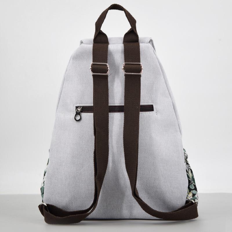 Large Capacity Canvas Literary Backpack National Style Bag Casual Lightweight Schoolbag for Female Students Hand-woven Bag Backpack