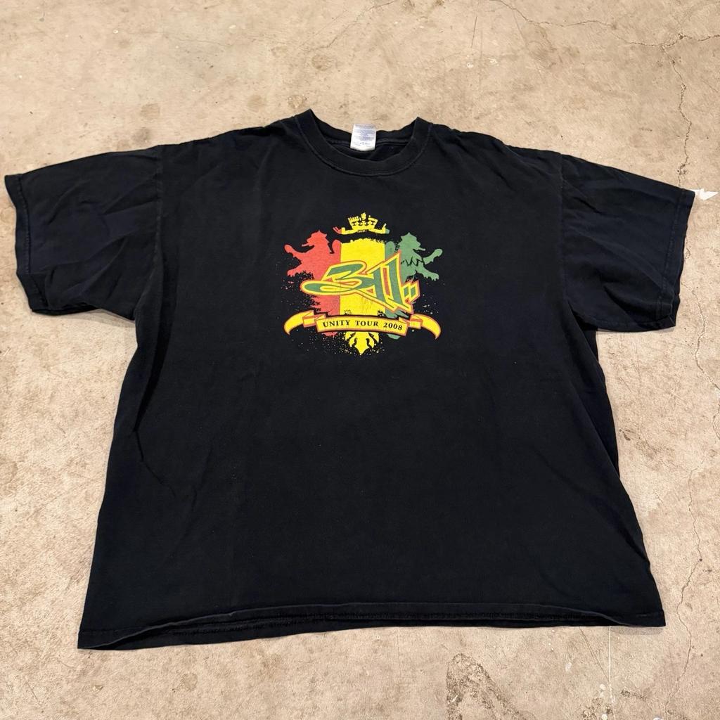 311 Unity Tour 2008 Black Graphic Tee T-Shirt Size XL (FITS SHORT)
