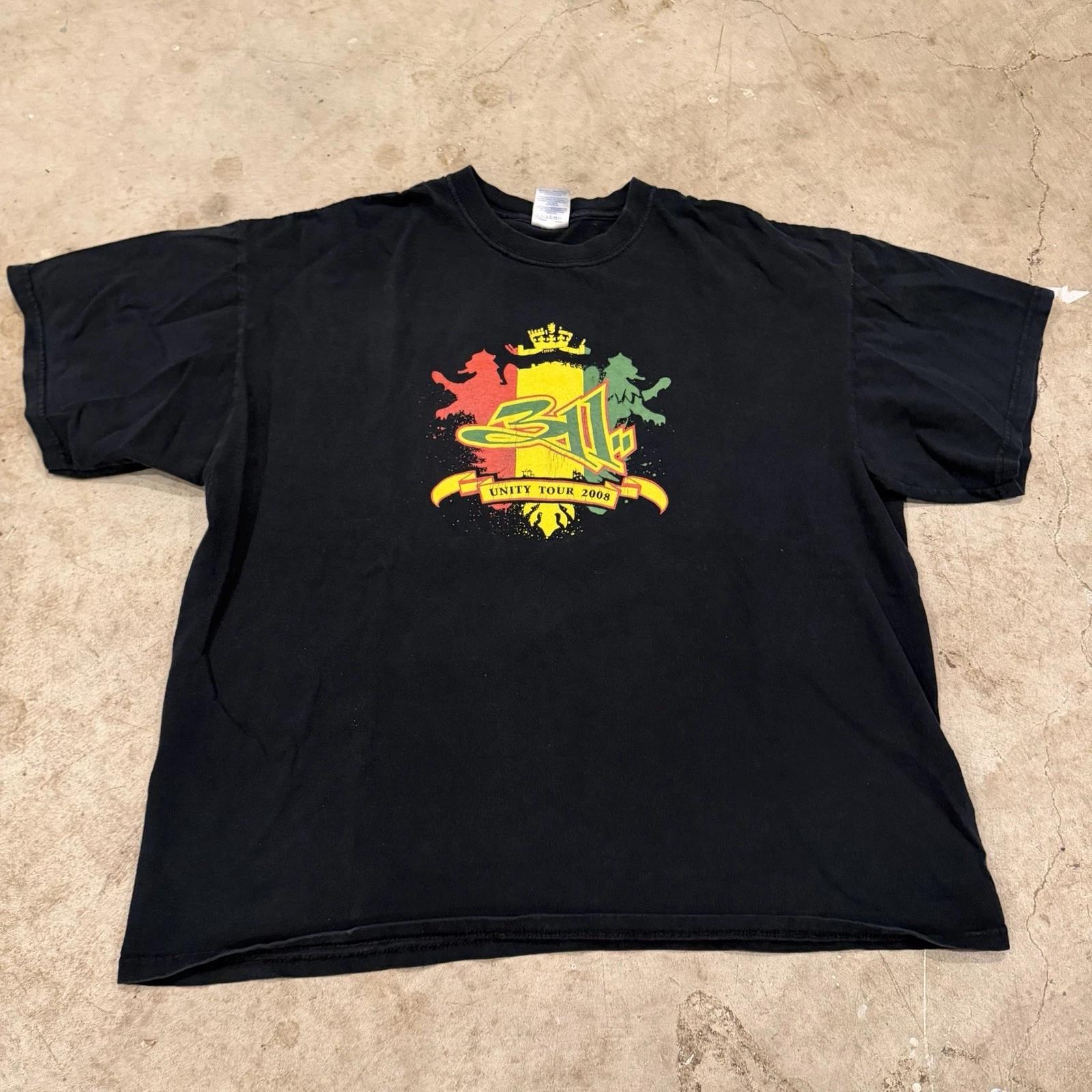 

311 Unity Tour 2008 Black Graphic Tee T-Shirt Size XL (FITS SHORT) 4XL