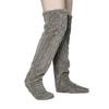 Women Furry Thigh High Slipper Socks Solid Color Cable Pattern Fleece Fuzzy Over Knee Stockings Winter Warm Leg Warmers