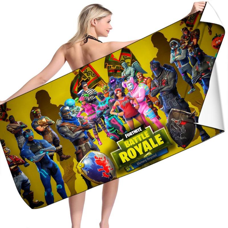 Fortnite Strandtücher Mikrofaser Badetuch Jungen Mädchen Sanft Tragbar Cartoon Bade Strand Spa Bademantel Waschkleidung Schnell Trocknend