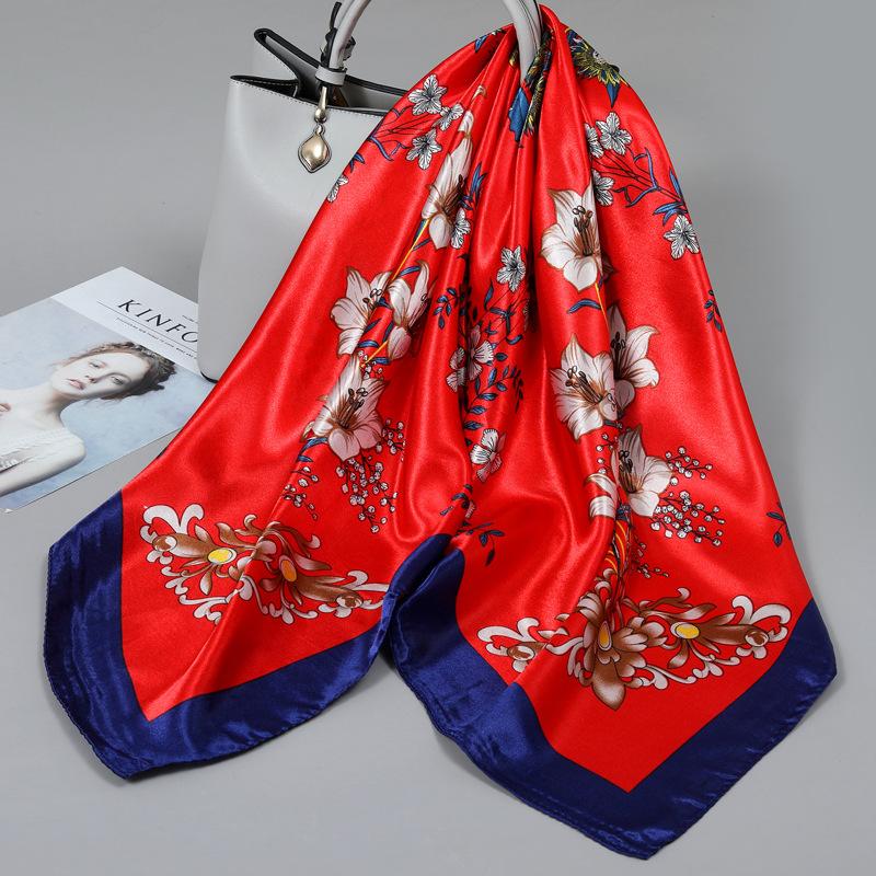 90 Square Scarves, Silk Scarves, Women's New Spring and Summer High-end Sense Versatile, Thin Scarves, Shawls Outside
