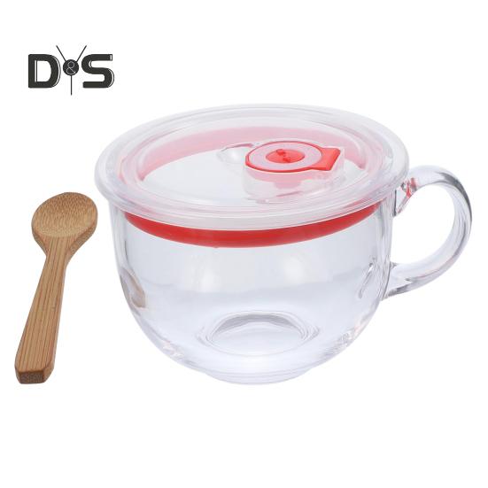 

Стеклянная кофейная кружка с крышкой 480 мл прозрачная овсяная чашка термостойкая суповая миска дорожная чашка для завтрака дома школа кухня ресторан A