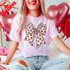 Valentines Day Heart Bow Coquette Bow Trending TShirt Novelty Gift for Girlfriend Crewneck Casual Style Printed Tshirt Tops
