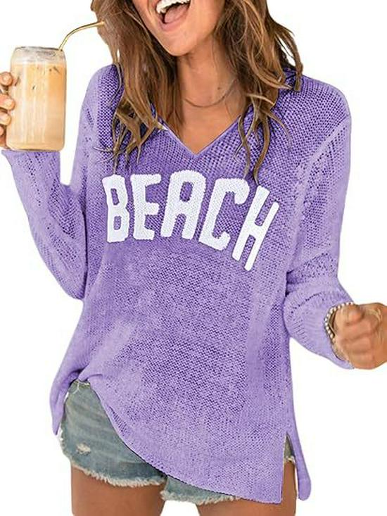 New V-Neck Letter Knitwear for Women - Spring/Summer Collection