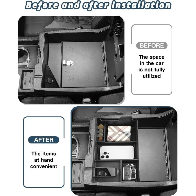 2007-2021 Tundra/Sequoia Center Console Organizer for Toyota Tundra/Sequoia Accessories Armrest Console Glove Tray Compatible with 2007-2021 Toyota