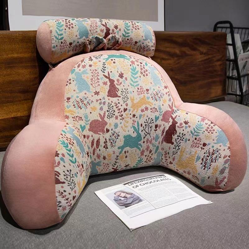 Large Bedside Backrest Cushion - Soft Lumbar Pillow for Reading & Phone Use In Dormitory or Tatami Rooms.