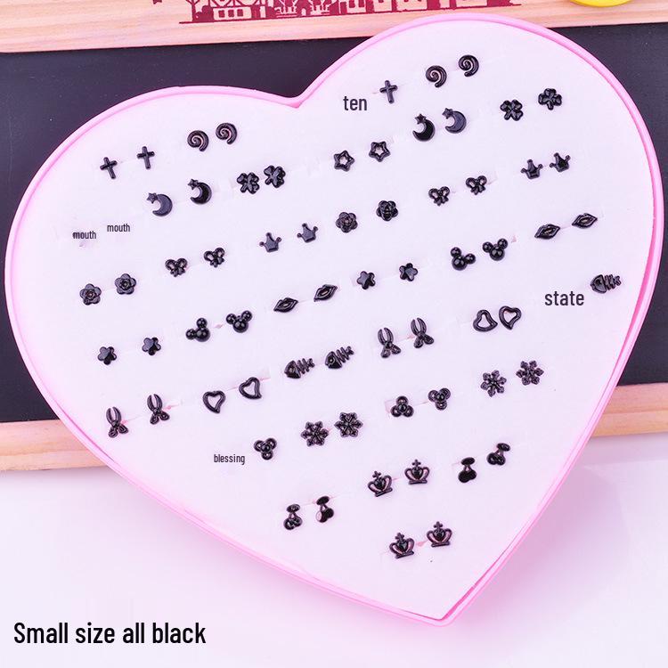 Heart Shaped Acrylic Stud Earrings Set in Plastic Box