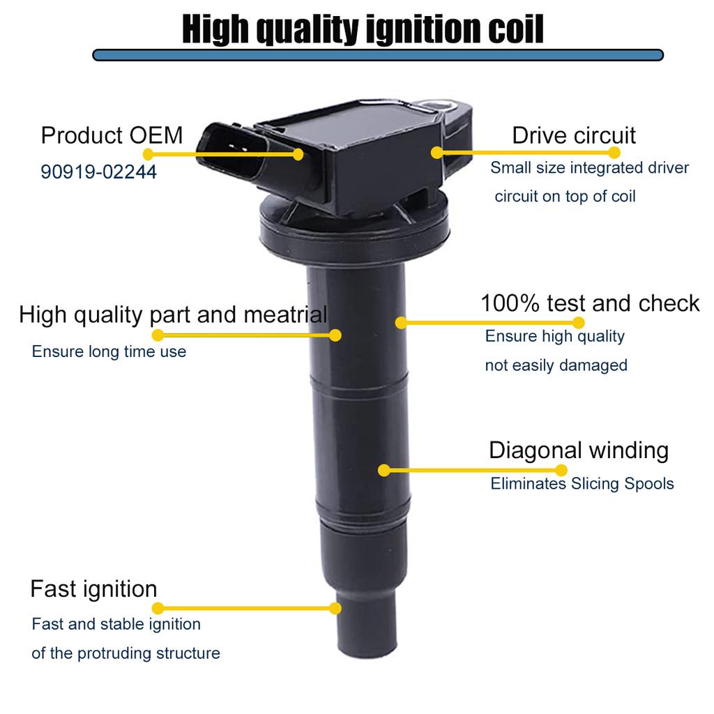 RIGHTPARTS 90919-02244 9091902244 Ignition Coils For Toyota Camry Highlander RAV4 Scion Lexus 2.4L 90919-02266 90919 02244 UF333