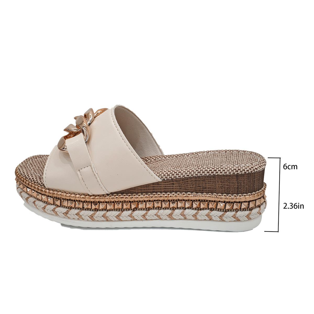 

Большие модные тапочки на платформе с рыбьим ртом, женские, 2024, новые цепочные декоративные пляжные сандалии для отдыха на свежем воздухе 36