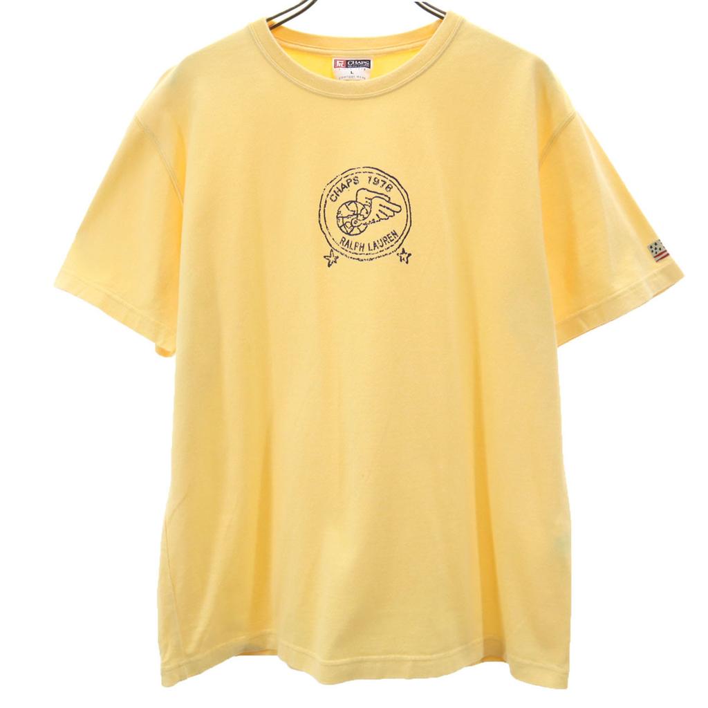 CHAPS RALPH LAUREN Short Sleeve T-shirt L Yellow Men's Used