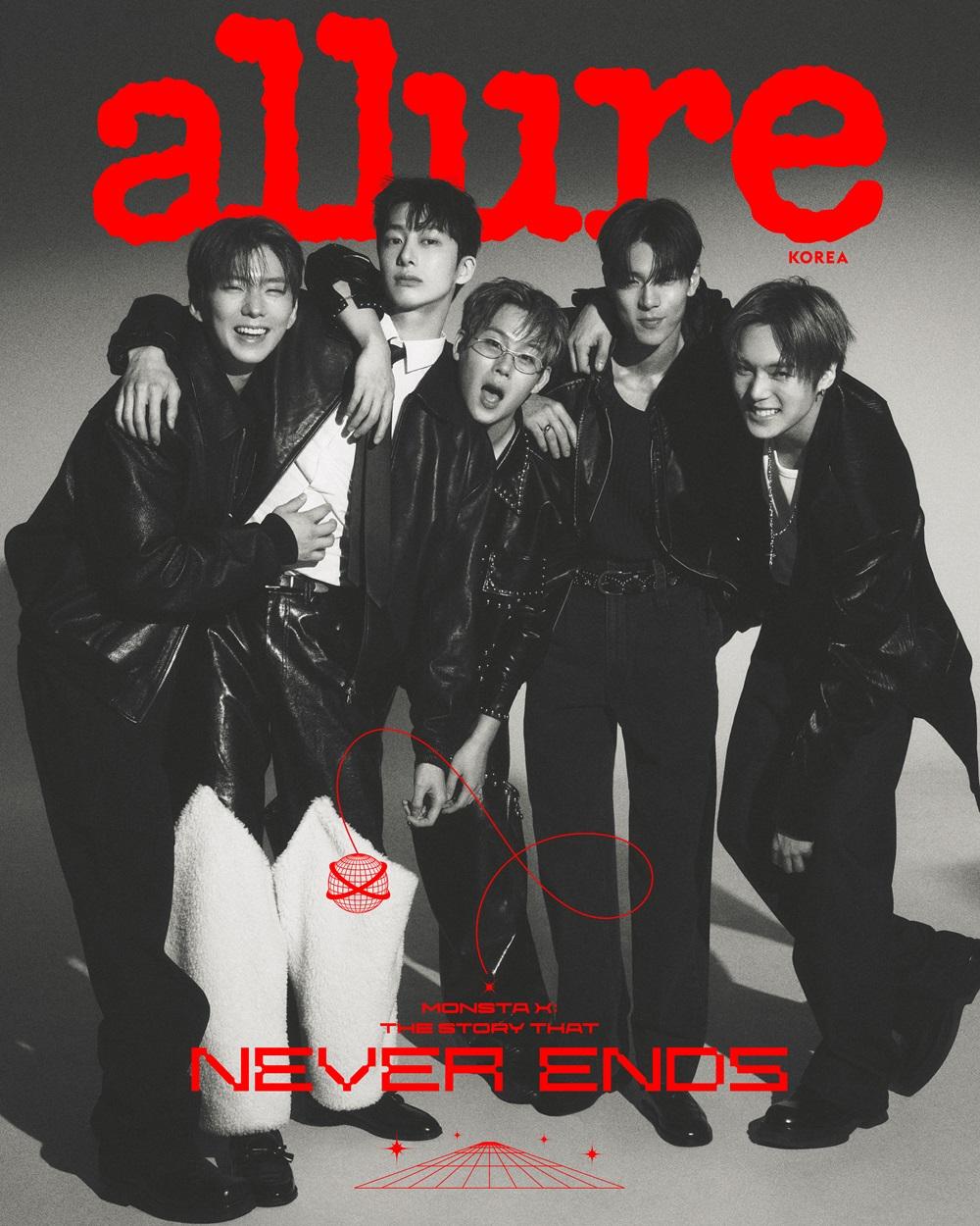 

Allure Korea 2025 липень MONSTA X + випадкова фотокартка, KSTAR, KBeauty, KFASHION Cover A
