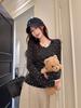 Sweet Spicy Girl Polka Dot Long Sleeve Women's T-shirt, 2025 Autumn/Winter Round Neck Button Slim Base Layer