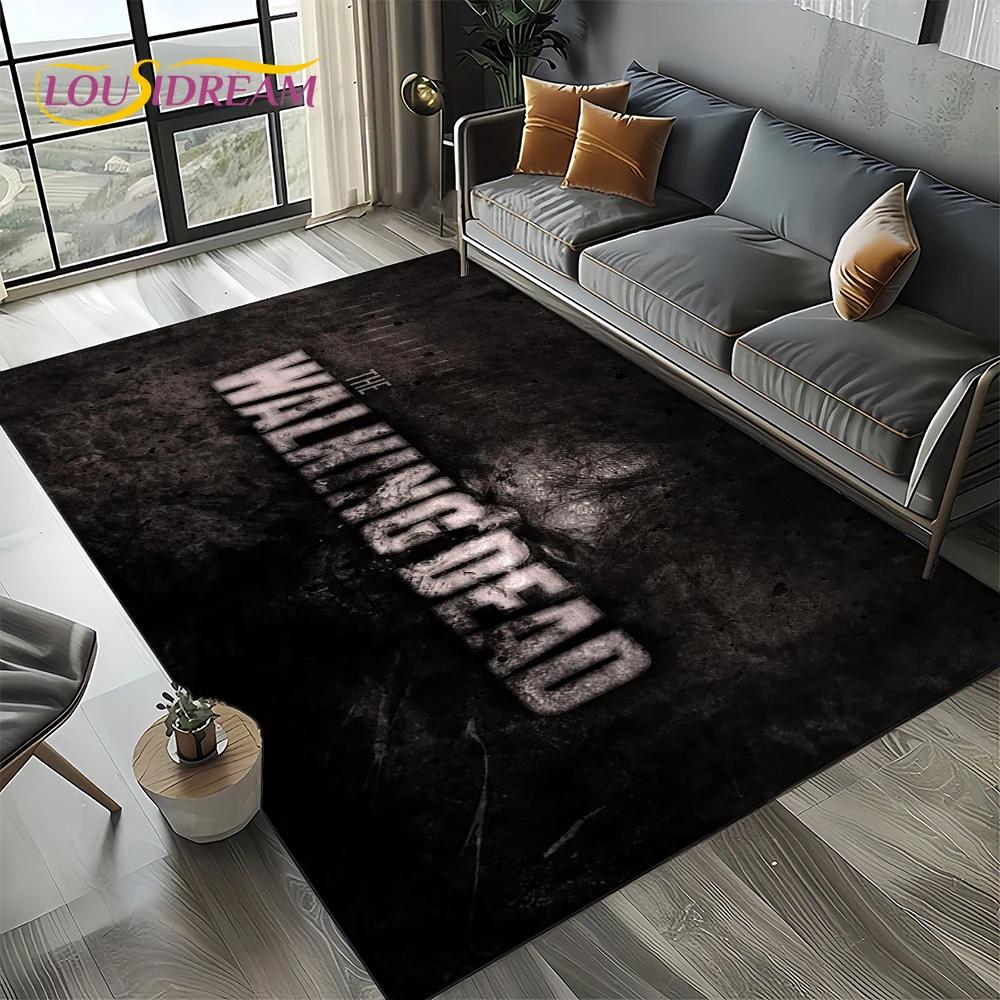TWD Walking Dead Rick Daryl Horror TV Teppich für Wohnzimmer Schlafzimmer Haus Sofa Dekoration, Kinderteppich rutschfeste Bodenmatte