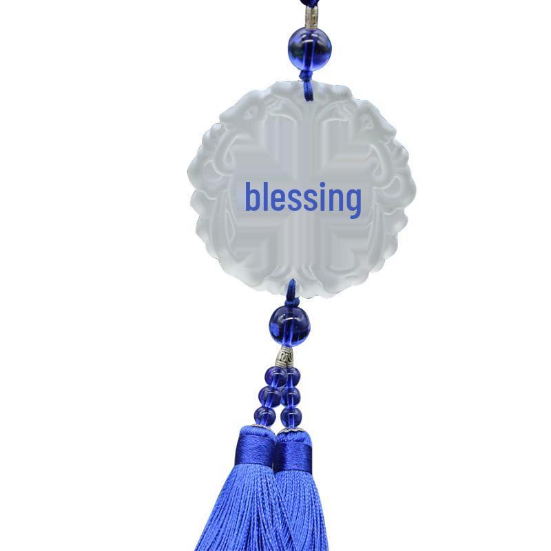 ZGC Frosted Glass Pendant: Ancient Crystal Car Hanging Ornament for Attracting Wealth