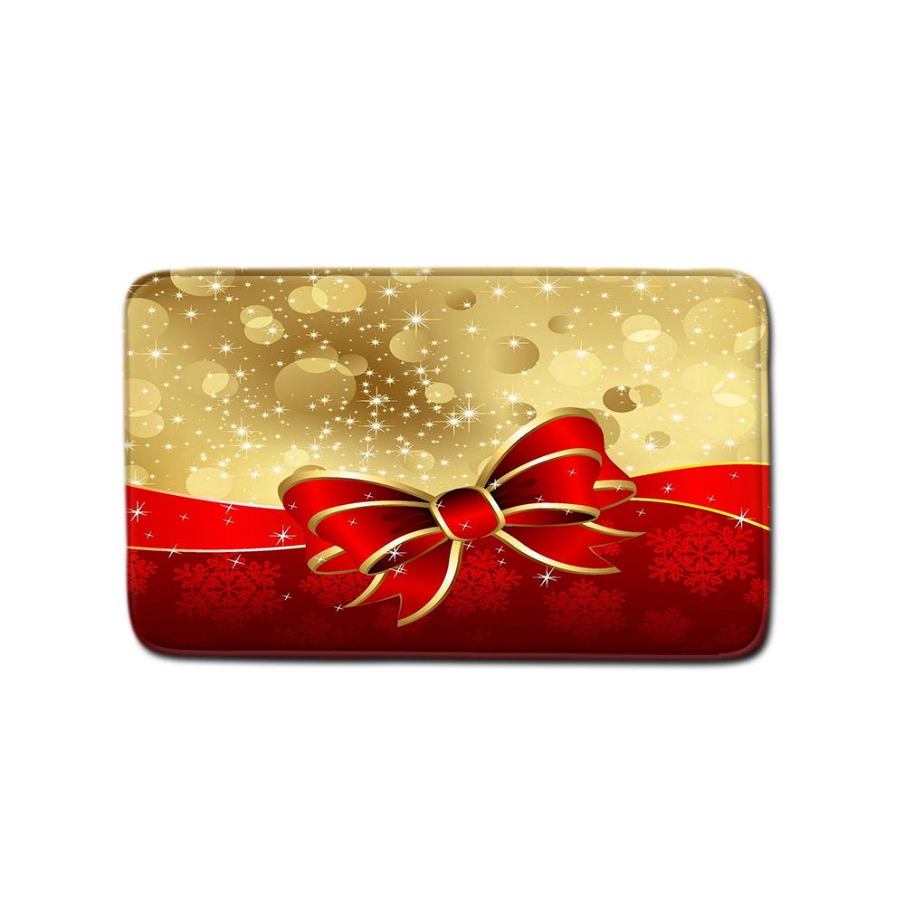 Christmas Four-Piece Shower Curtain Combination Floor Mat Set Bathroom Non-Slip Door Mat Absorbent Carpet