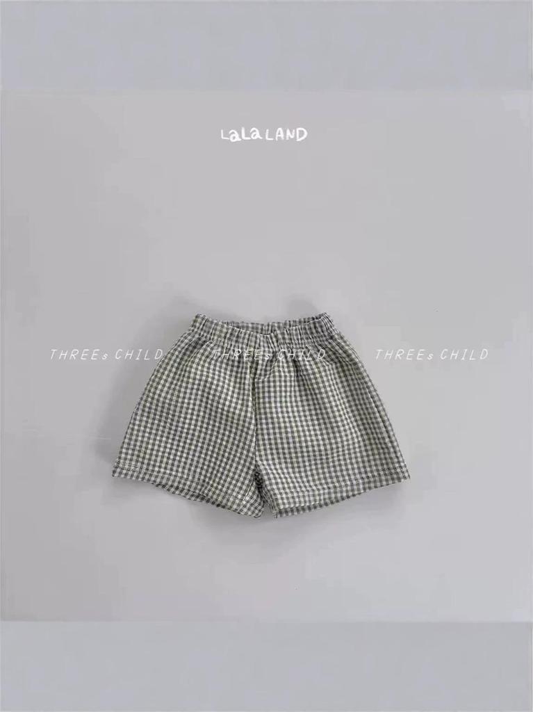 Korean Style Unisex Kids Plaid Beach Shorts