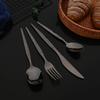 24Pcs Black Gold Dinnerware Set Stainless Steel Cutlery Set Fork Knife Coffee Spoon Tableware Silverware Kitchen Flatware Set