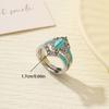 Women's Vintage Turquoise Ring Silver Plated Rhinestone Bohemian Statement Ring