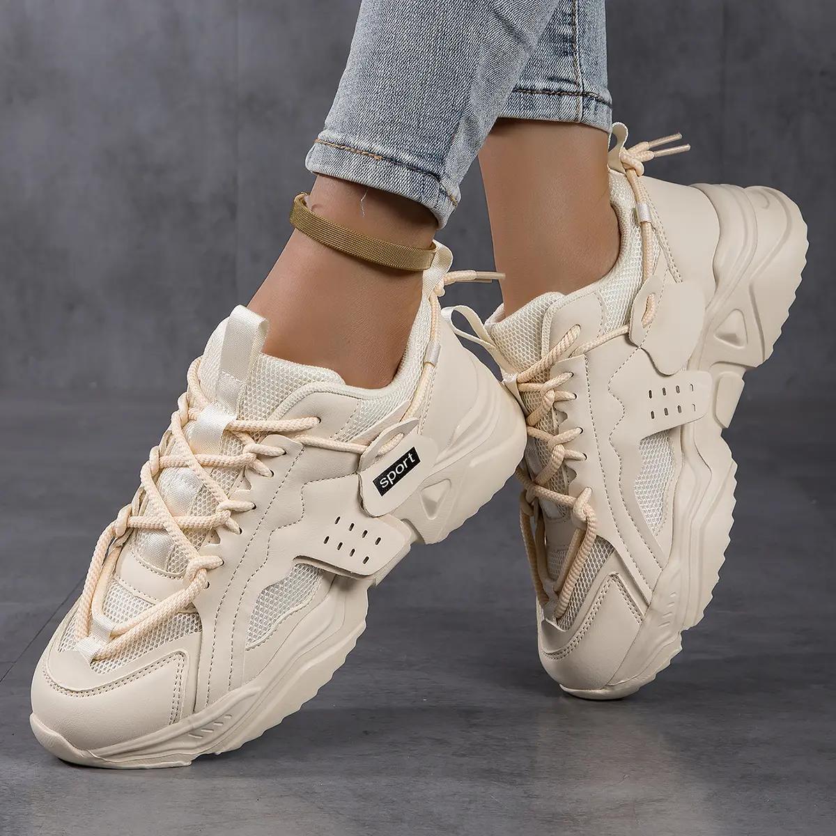 

Кроссовки Женская обувь Женская спортивная обувь Спортивная повседневная обувь с дышащей сеткой 42 бежевый