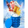 Ice Cube Mold Ice Tray Large Silicone Ice Bucket (2-In-1) Ice Cube Maker Circular Portable (Dark Blue) Suitable for Summer
