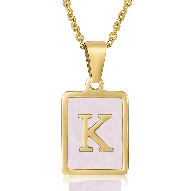 26 English Letter Necklace Women's Versatile 18K Natural Pink Shell Pendant Collarbone Chain 2026