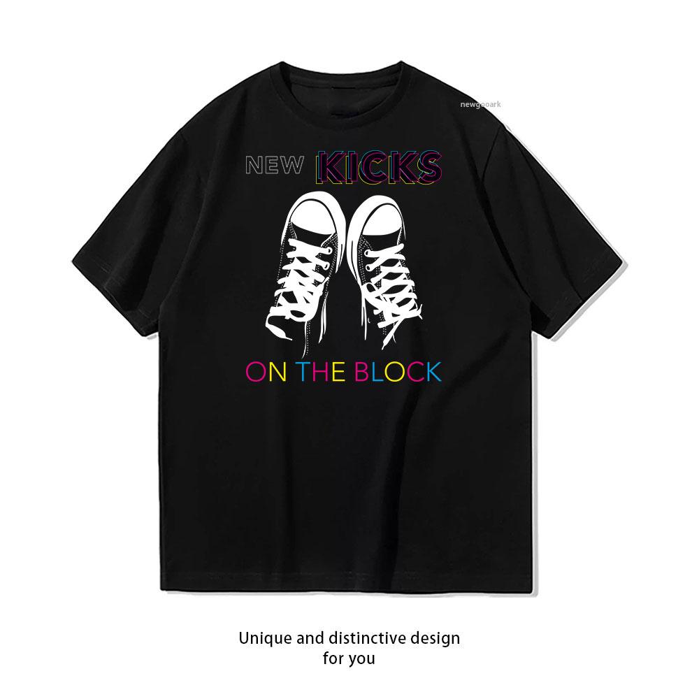 

Colorful Kicks Block Party cotton T shirt Unisex Adult couple streetwealtops tee Short sleev Casual 4XL