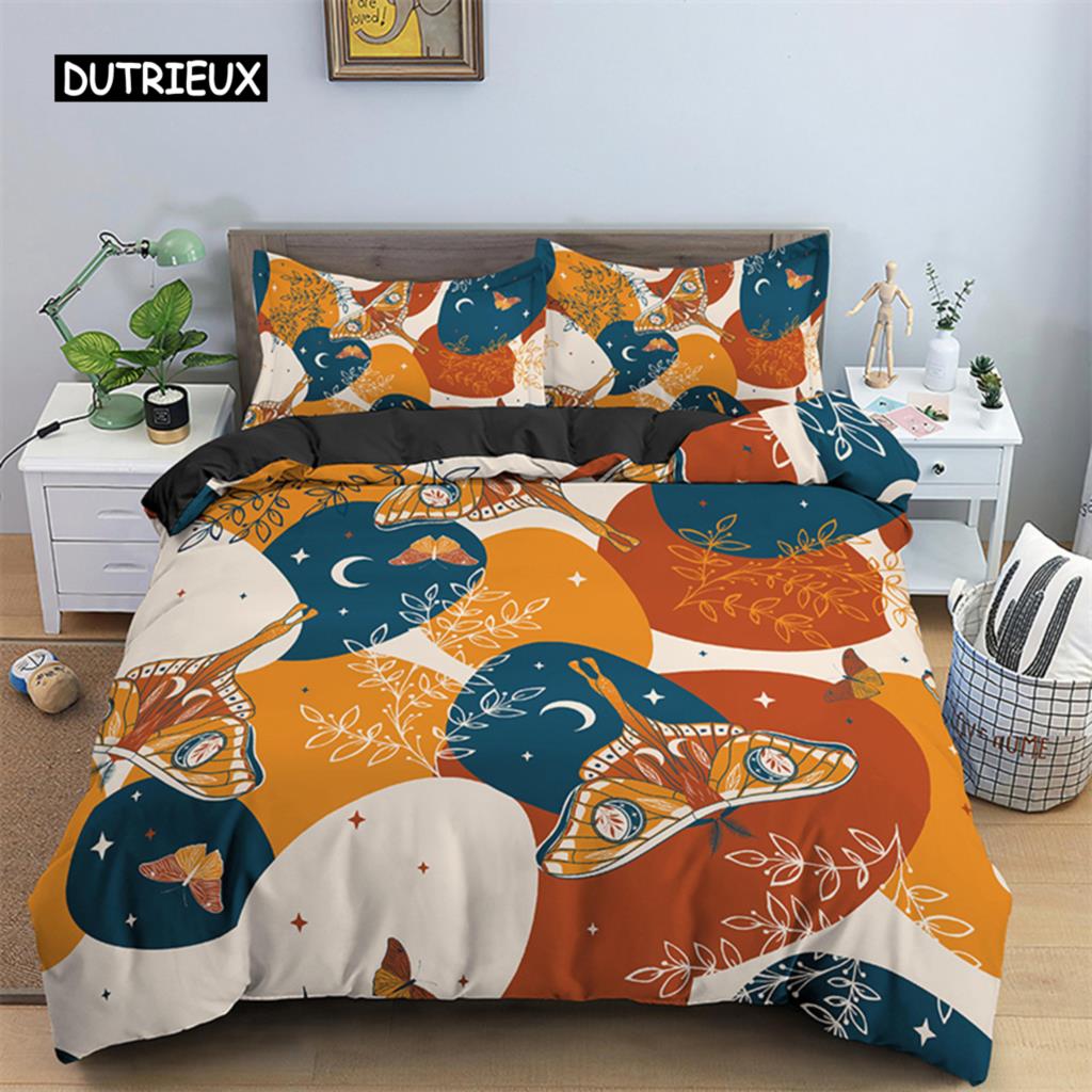 Sommerfugl Sengetøy Sett Full King Size Hippie Boho Møll Dynetrekk Mikrofiber Dyr Botanisk Psykedelisk Stjernehimmel Dynetrekk