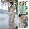 Bamboo Leaf Embroidery Tulle Fabric Thin Imitation Silk Yarn Chinese Style Aesthetic Artistic Hanfu Dress Shirts Designer Fabric